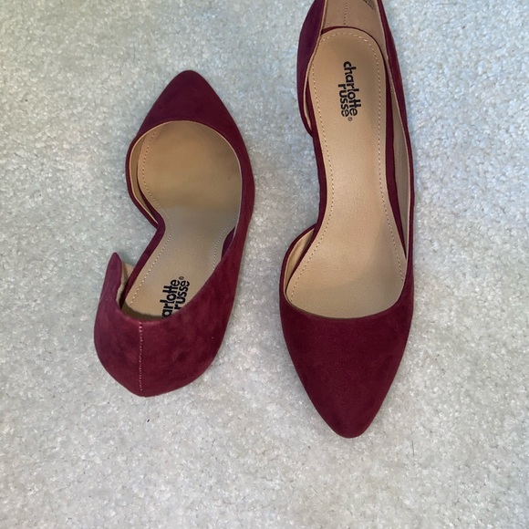 Charlotte Russe Maroon Suede Heels - 9 - Picture 2 of 4